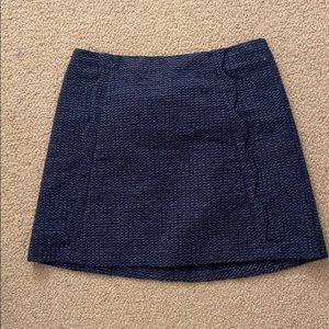 blue stitched mini skirt